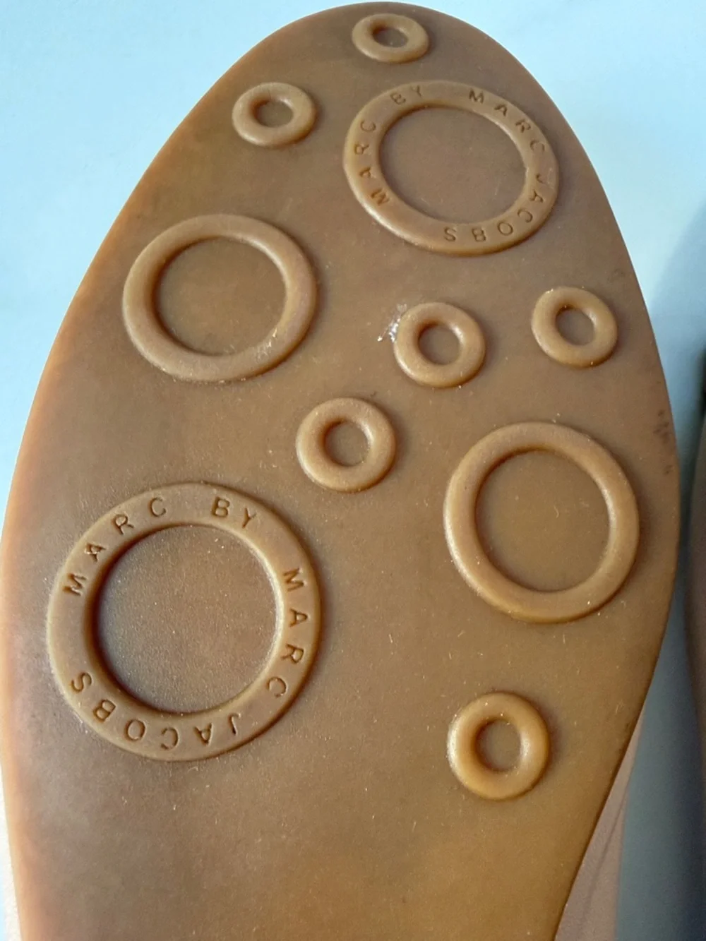 Marc Jacobs Nude Leather Ballet Flats with Gold Plaque